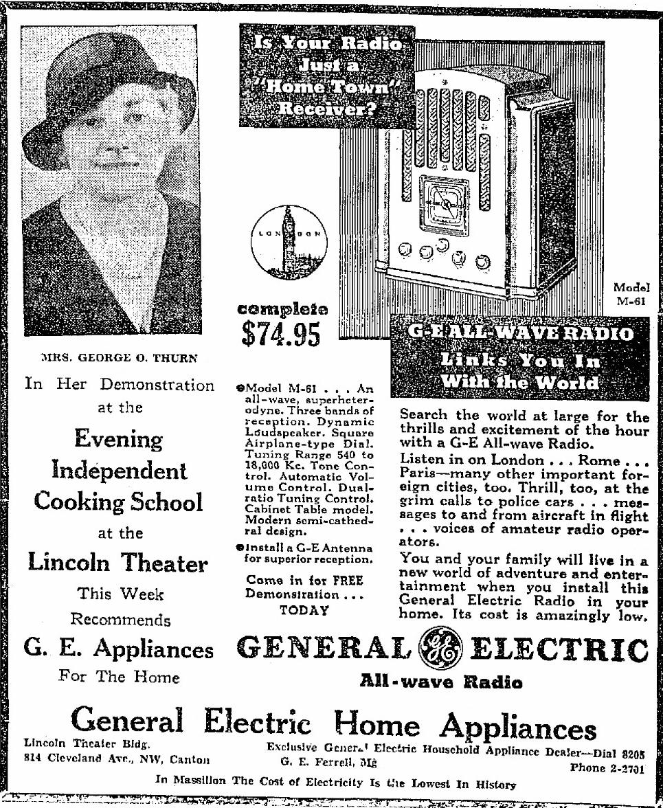 General Electric (GE) Model M61 Tombstone Radio (1934)