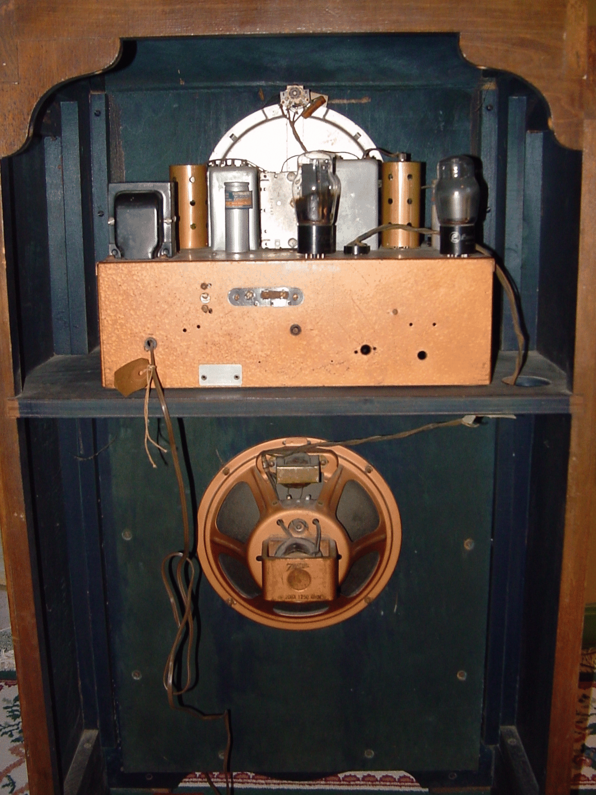 Rear view, showing chassis with hammertone copper finish
