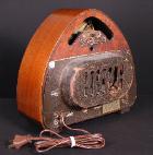 Detrola 302 Rear view, showing antenna loop housing.