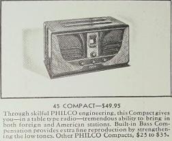 Philco 45C Compact Table Radio ad.