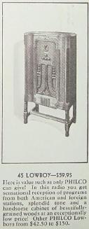 Philco 45L console radio ad